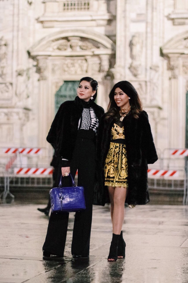 Em chồng Hà Tăng ăn diện phá cách đi Milan xem thời trang